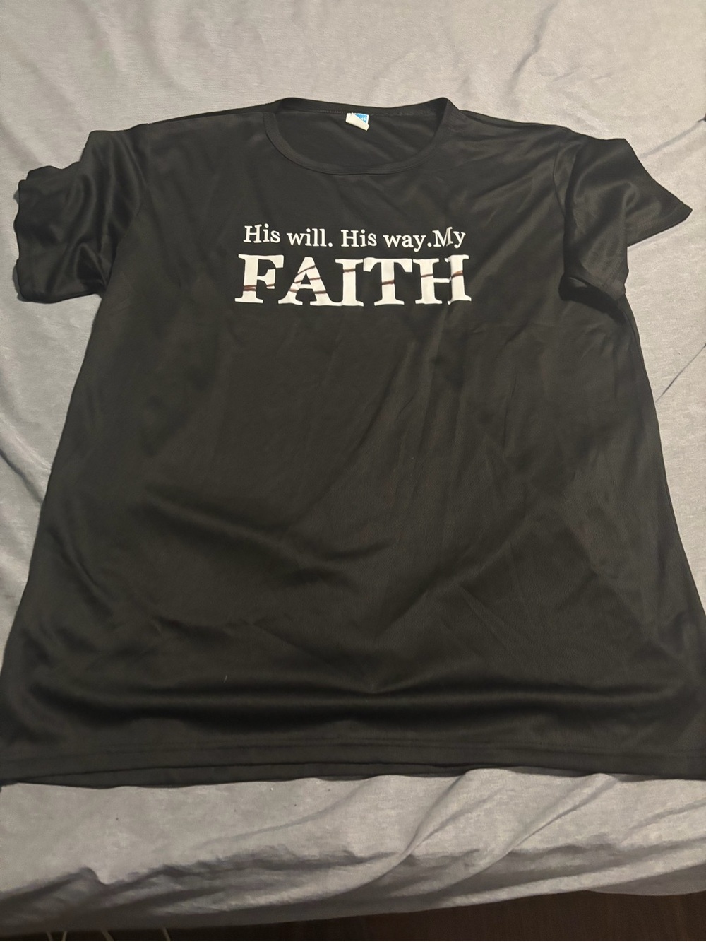 Black 'His will. His way. My FAITH' Men's Graphic T-Shirt new